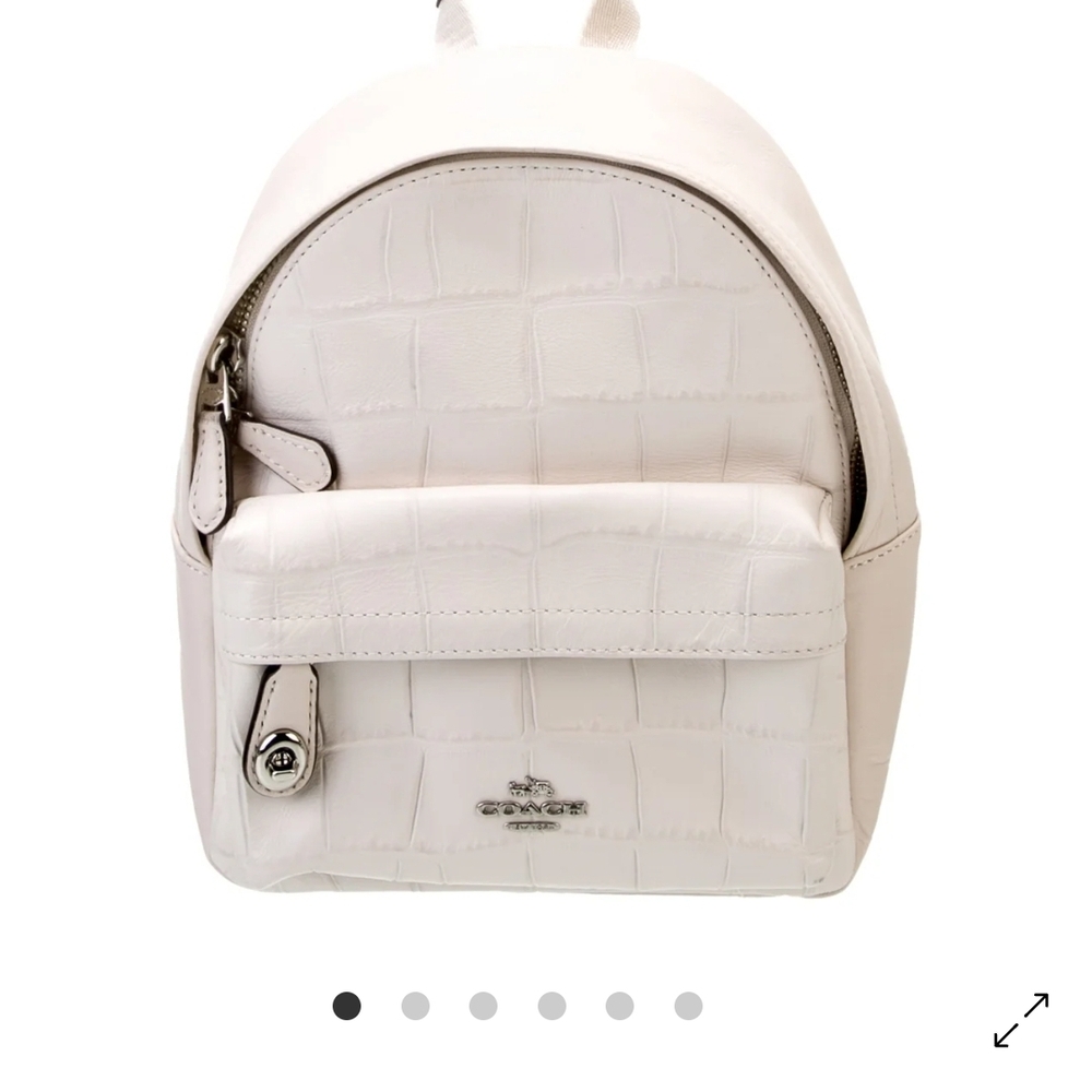 Coach Ivory Croc-Embossed Backpack
